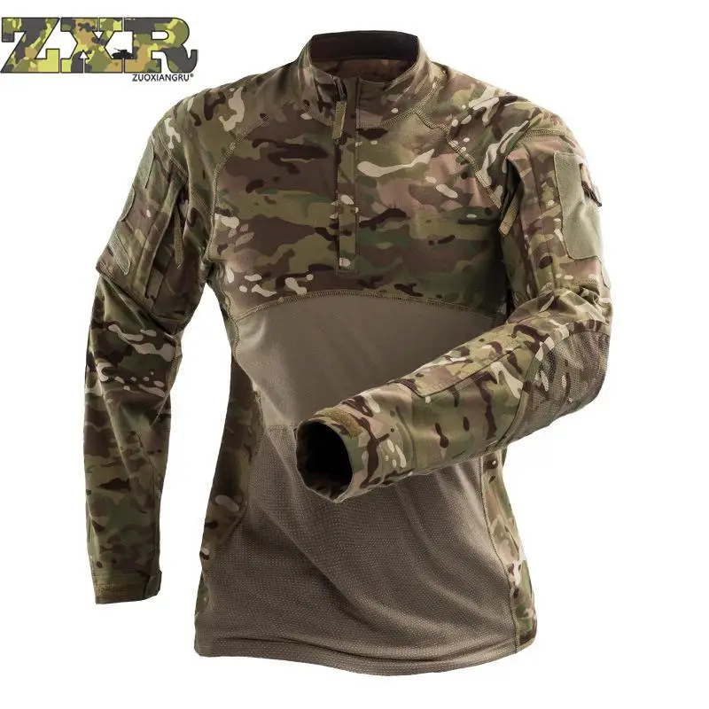Осенняя новая тактическая камуфляжная рубашка Cs Shooting Quck Dry Combat футболка военная с