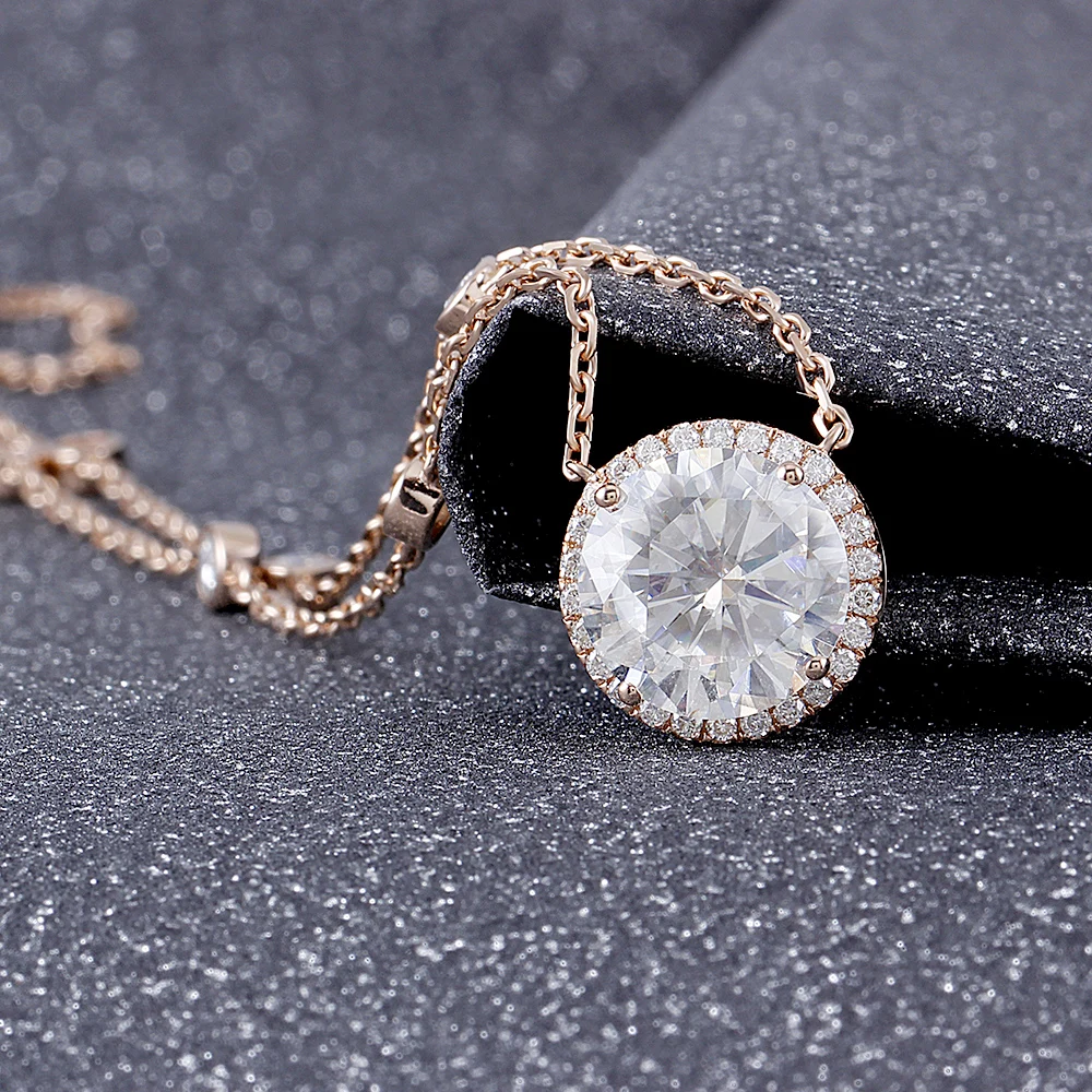 Подвеска ореол 18 К 750 розовое золото подвеска Neckalce Moissanite Center 5ct F Color VVS дюймов