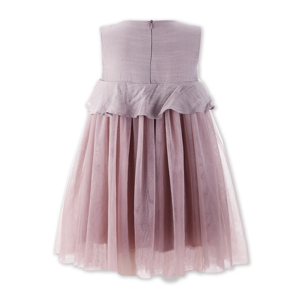 Sunshine Swing Girls Dress Mesh Summer Children's Princess Wedding Baby Elegant Zipper Back Round Neck Kids Ball Gown | Детская