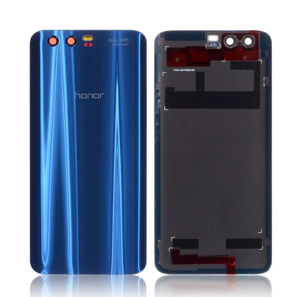 Оригинальная задняя панель корпуса стекло для HUAWEI Honor 9 задняя крышка Крышка батарейного отсека со вспышкой объектив Запасные части - Цвет: Blue(ORI)