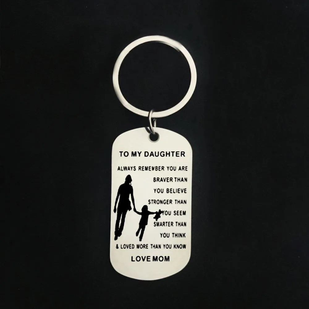 

CAXYBB Fshion Dog Tag Love That My daughter Mother Birthday gifts Son keyring Metal Military keychain