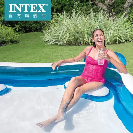 Intex надувной бассейн детский домашний бассейн прозрачный утолщенный Детский семейный бассейн для купания со спинкой
