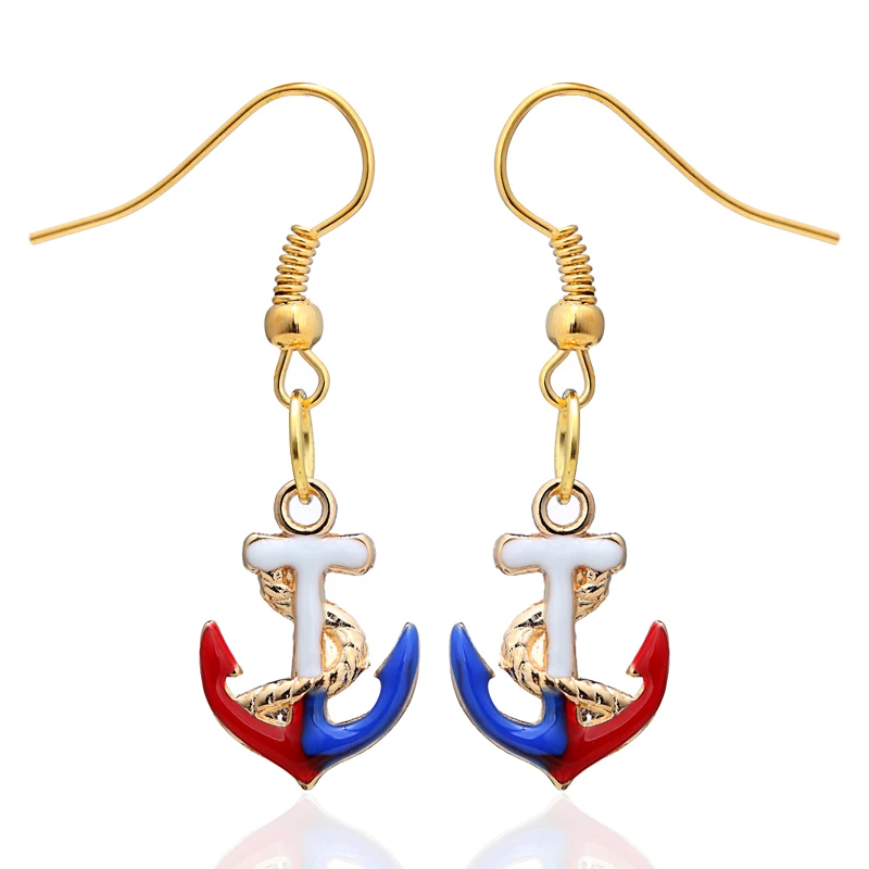XIAOJINGLING New Fashion Earrings Enamel Anchor Charms Drop Christmas For Women Jewelry Gift | Украшения и аксессуары