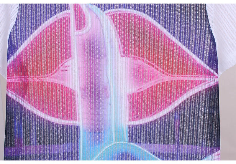 Новинка 2016 футболка для девочек с принтом губ женская летняя в западном стиле