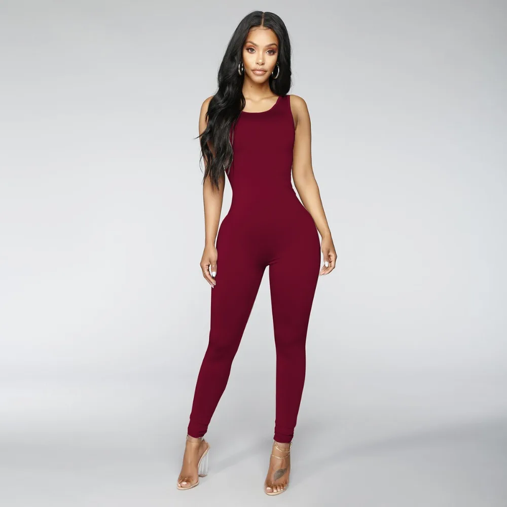 GLOBAL WAREHOUSE 1PC European and American sexy tight-fitting off-the-shoulder stretch jumpsuit 6 colors 4 size Fashion women | Женская