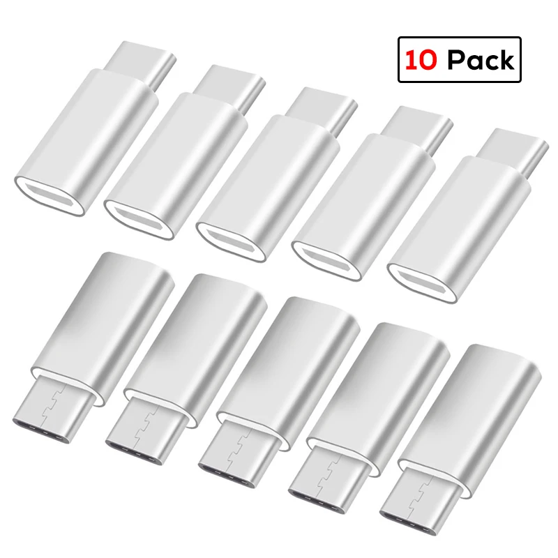 EECPT 10 Упаковка OTG type C адаптер USB C к Micro USB OTG кабель type-C разъем адаптера для Macbook samsung S9 S8 huawei P20 P10 - Цвет: 10 Pack Silver