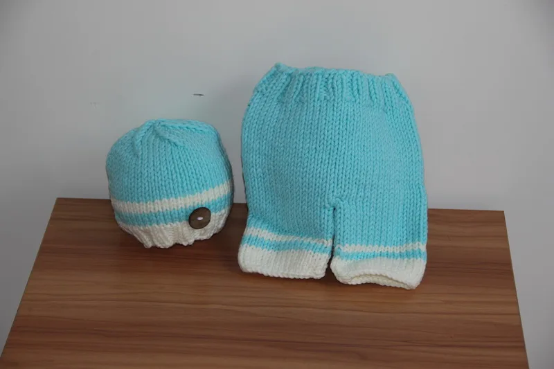 Бесплатная доставка новая синяя шапочка/шапка и брюки ручной работы для