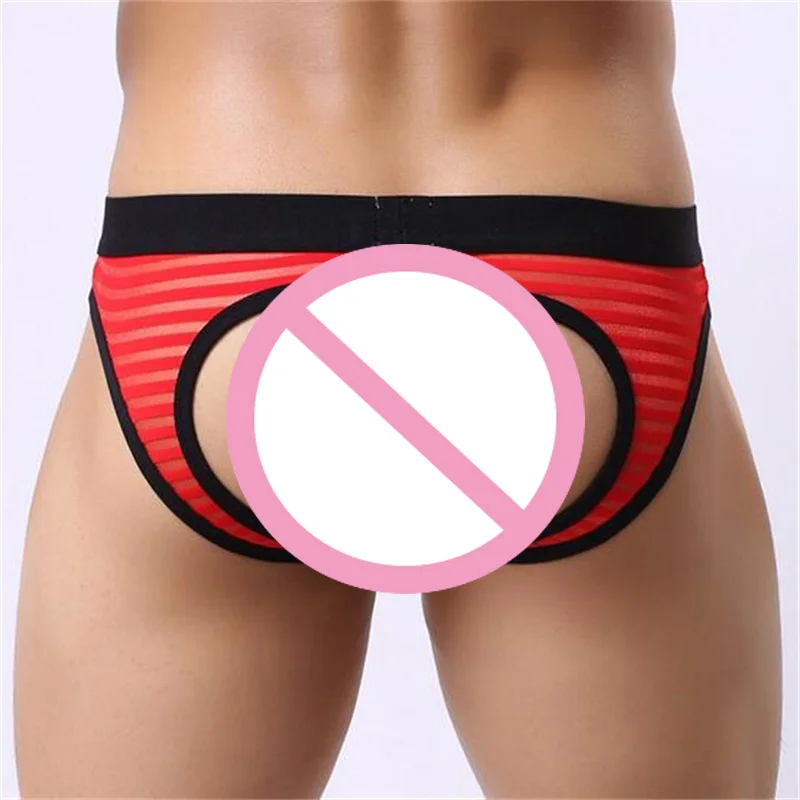 Мужское нижнее белье трусы в полоску сетчатые прозрачные Сексуальное