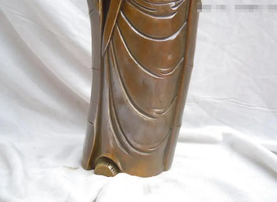 35 см вырезанная латунная фигурка из Китая красивая скульптура изгонца Будды | Дом