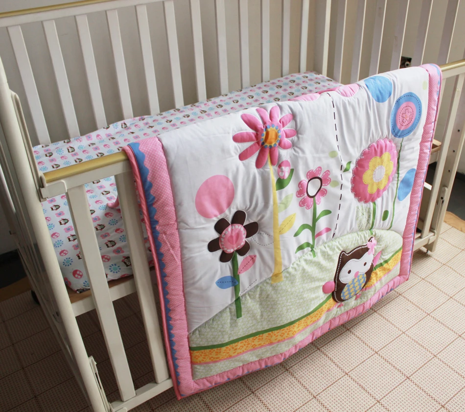 Акция! 7 шт. вышивка Пеленальные принадлежности комплект детская кроватка cot