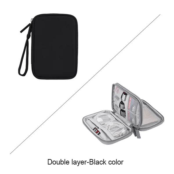 Double layer-Black BUBM Портативный футляр для внешнего жесткого диска, мягкая защита дорожная сумка для переноски Чехол для 2,5 дюймовый внешний жесткий диск HDD/Сумка для кабелей - Цвет: Double layer-Black