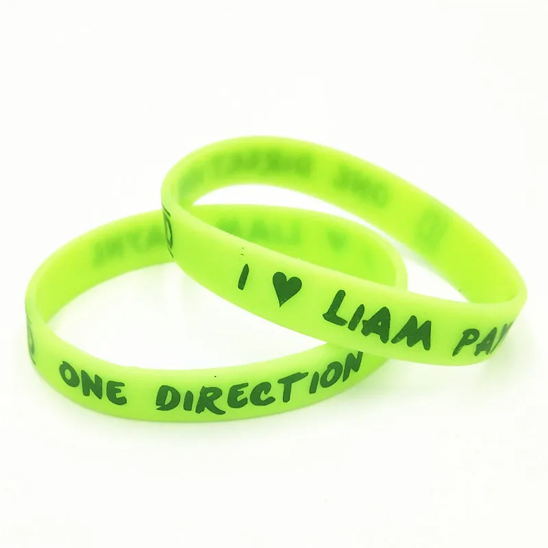 

5PCS Glow In Dark One Direction Silicone Wristband I Love Liam Payne 1D Music Bands Rubber Bracelets&Bangles Candy Color SH277