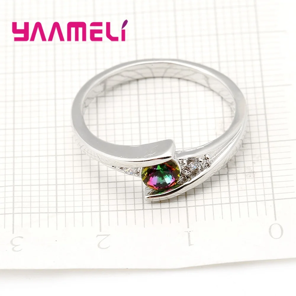 

Trendy Women 925 Sterling Silver Jewelry Wedding Engagement Rings Simple Crystal Anniversary Finger Ring For Female