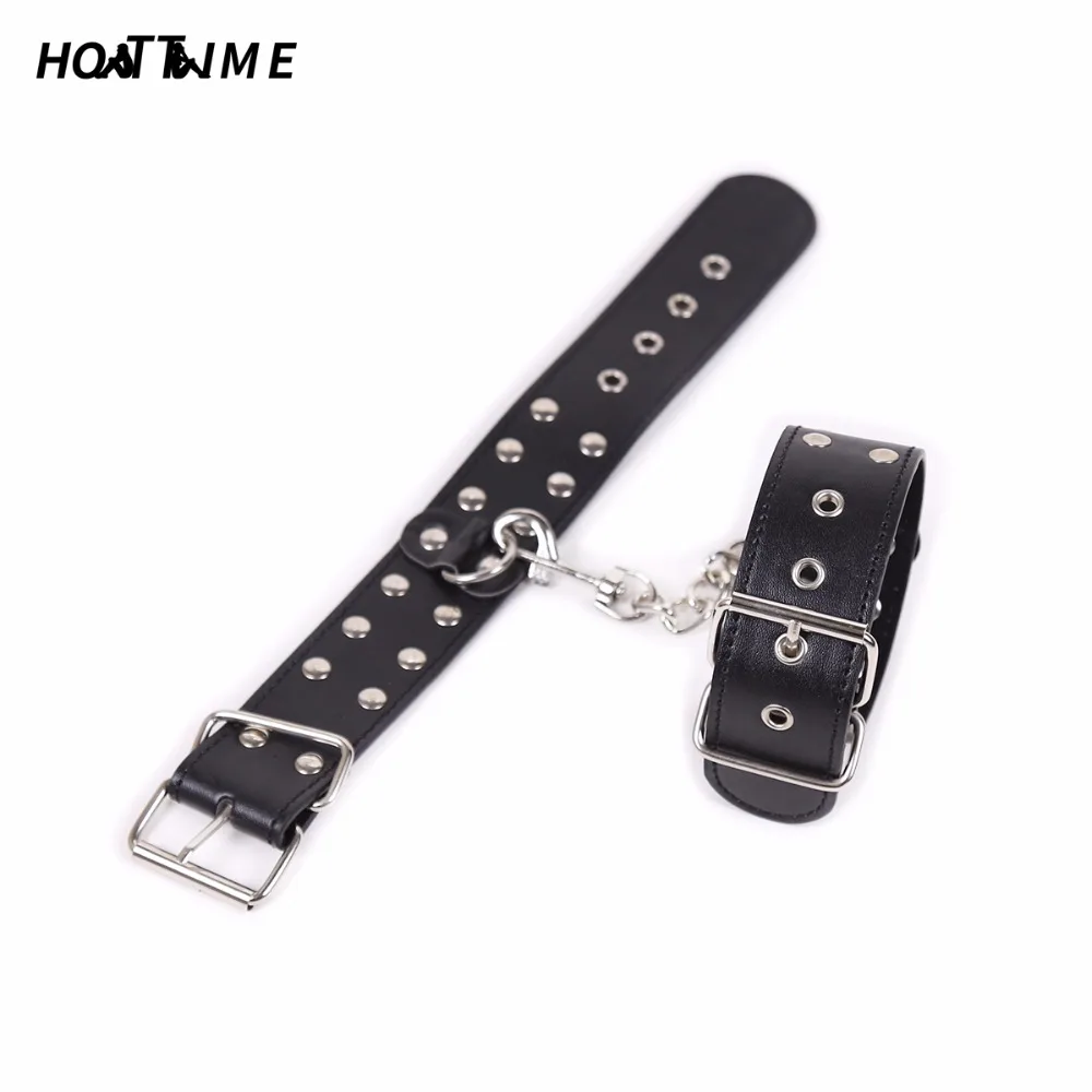 2019 New SM Leather Rivet Restraint Handcuff Ankle Men Women BDSM Couple Adult Sex Toy Metal Body Bondage Fetish Cosplay HOTTIME |