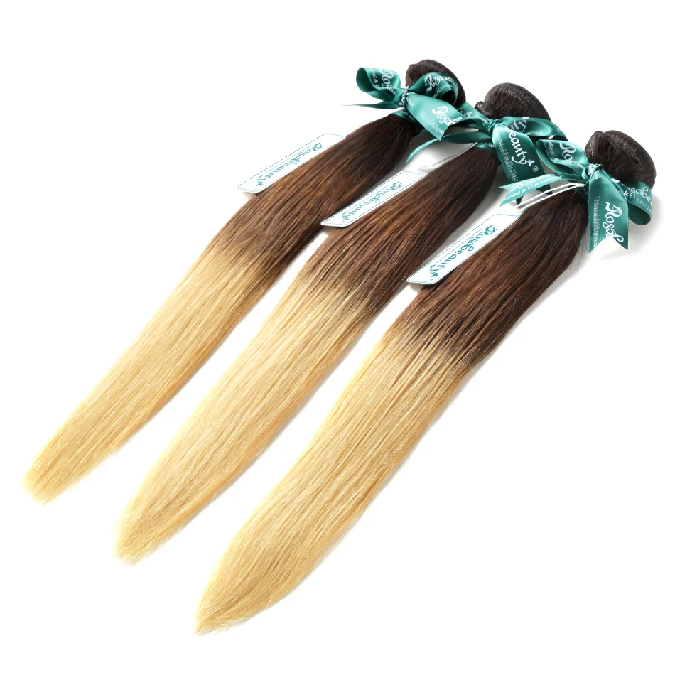 Rosabeauty Ombre бразильский волосы прямые remy Человеческие волосы Weave Связки Цвет T# 1b/#6/№ 27
