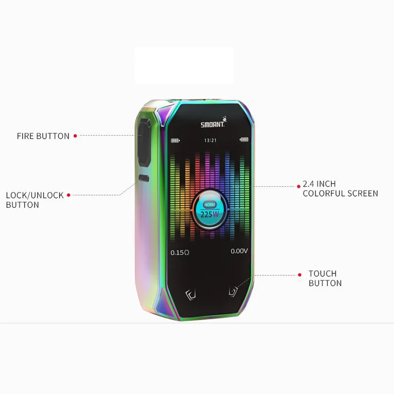Оригинальный Smoant naoo Box Mod Vape 225 Вт поддержка Subohm Tank RDA/RTA атомайзер электронная