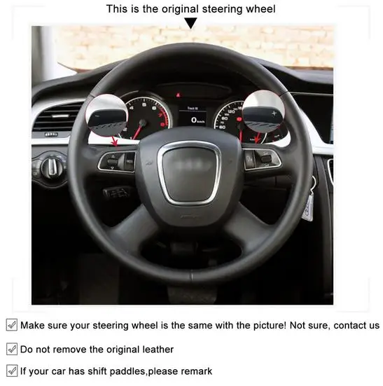 Черный замшевый чехол на руль для Audi A3 (8 P) A4 (B8) A5 A8 L Q7 RS 4 S4 S5 S6 S8 2007 Seat Exeo 2009-2012 ST |