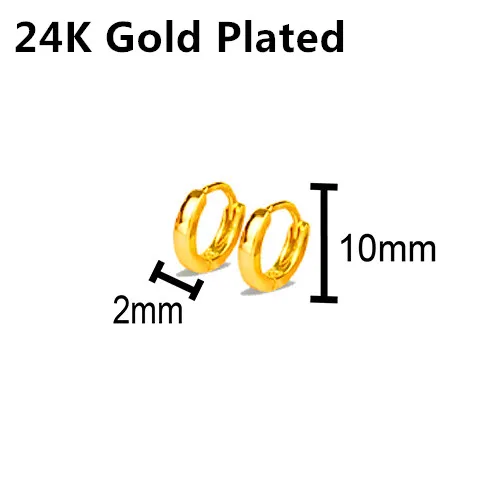 24K Gold Plated 585 г. Золотистые мини-серьги-кольца Huggie в стиле хип-хоп для женщин, Модный популярный подарок для маленьких девочек - Окраска металла: 24K Gold Plated