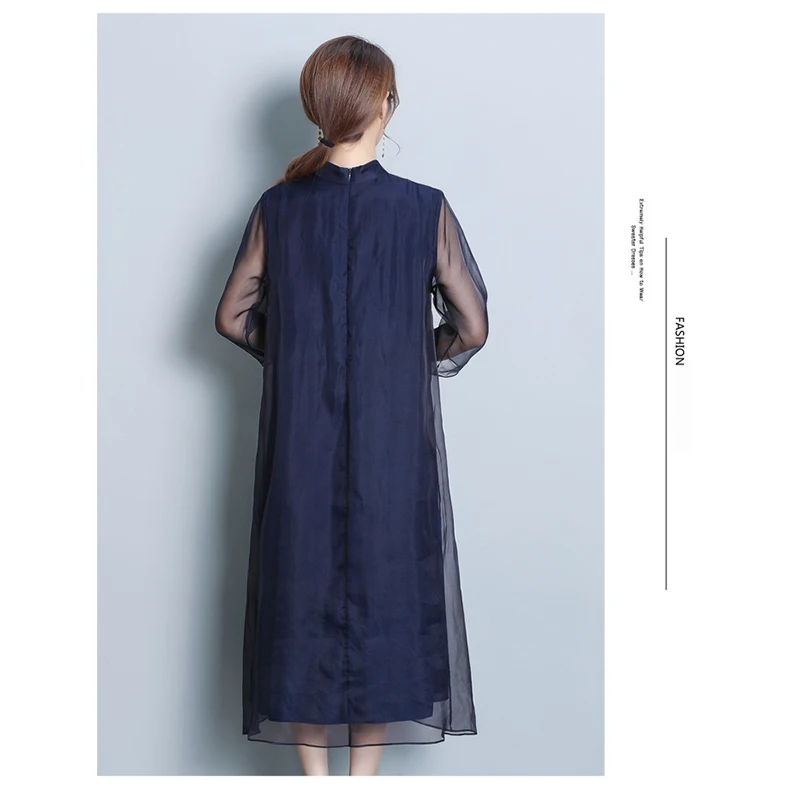 Женское шелковое платье с вышивкой осеннее Чонсам большого размера в китайском