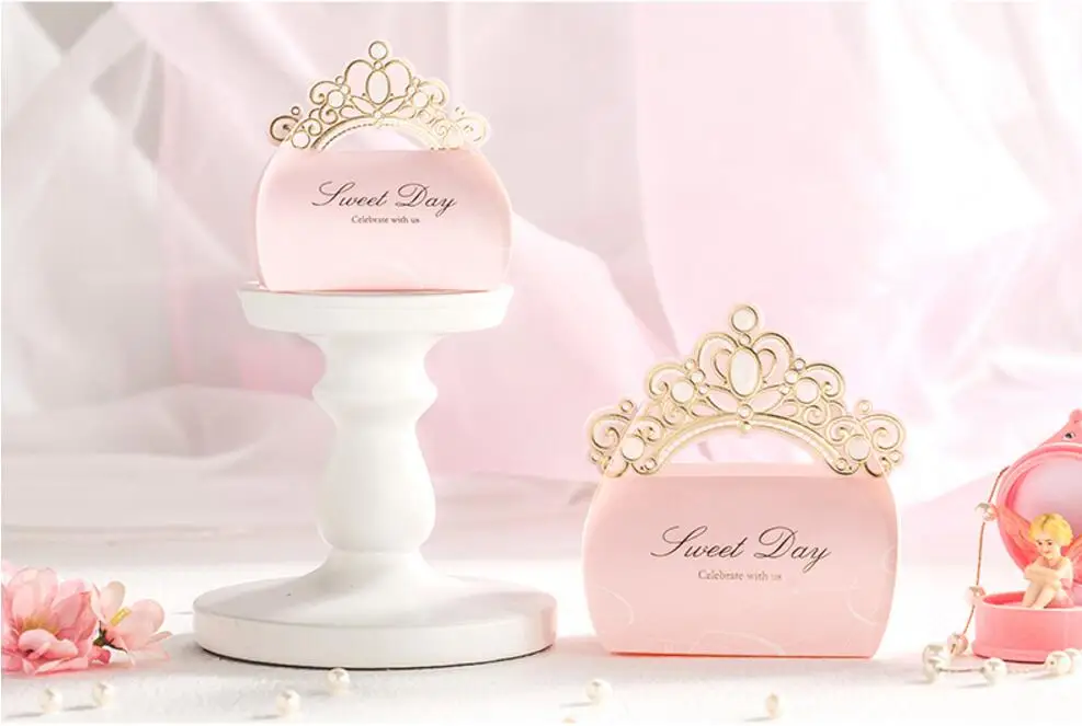 Бронзовая Корона коробка бомбониер для свадебной вечеринки день рождения