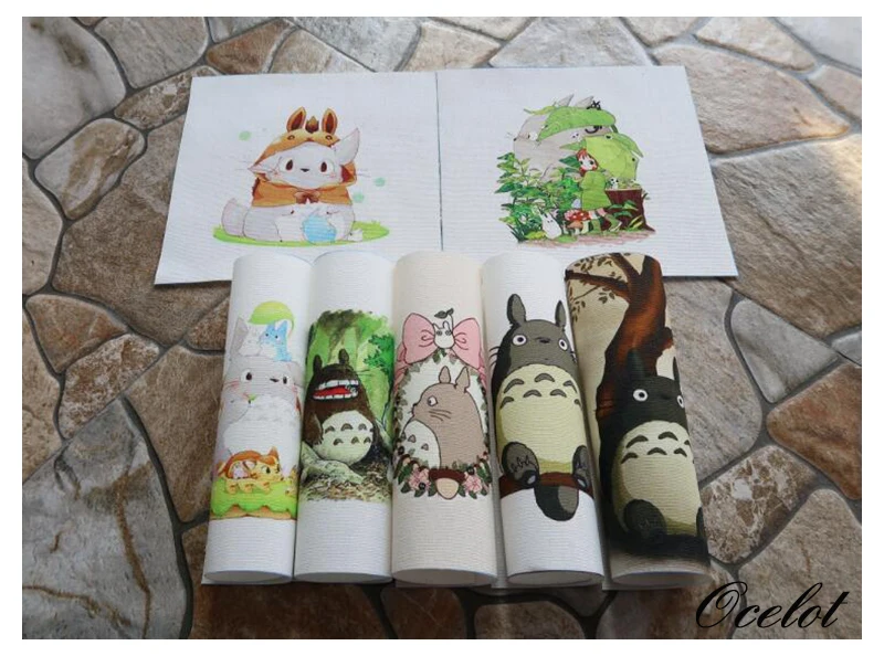 7 шт. diy ткань для самостоятельного окрашивания 15*15 см Тоторо картина холст жидкость ручной работы «сделай сам» Лоскутная работа ткань цифровая печатная ткань D30
