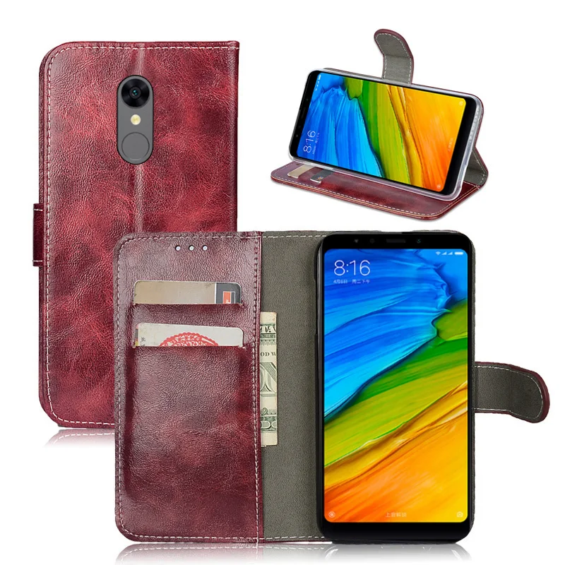 Высокое качество масло воск кожаные чехлы для Hongmi 5 Чехол плюс чехол Flip Book
