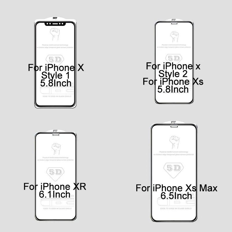 5D Tempered Glass for iPhone XS MAX 6.5Inch Screen Protector Full Cover Protective X XR | Мобильные телефоны и аксессуары