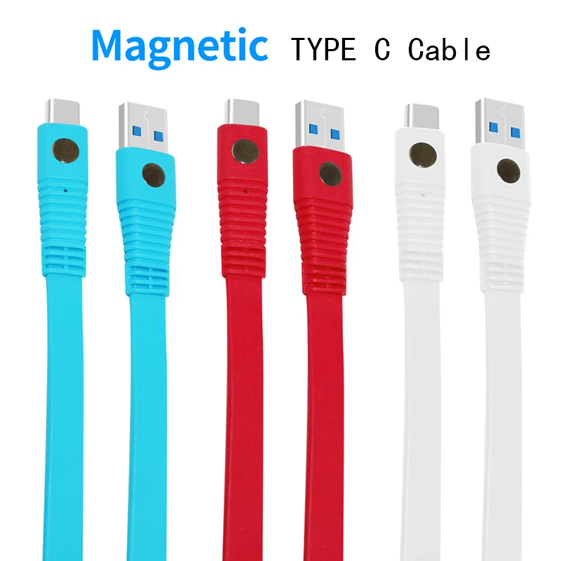 Thbelieve USB к USBC Магнитный кабель 1 м плоский Type C 3 0 зарядка передачи данных шнуры для