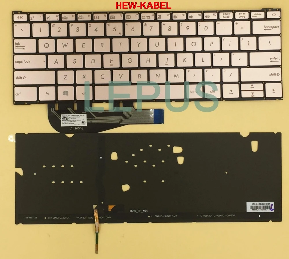 Клавиатура keybord с раскладкой на английском языке для ASUS ZENBOOK 3 UX390 UX390UA Золотой
