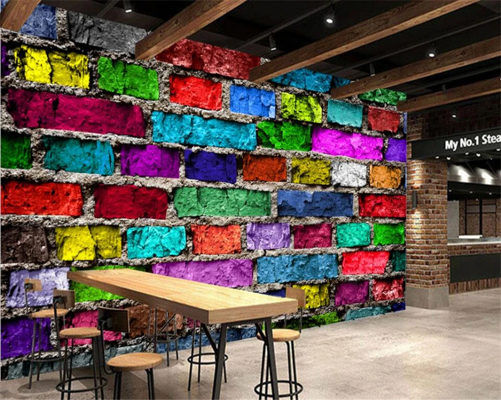 

Beibehang Custom large wallpaper retro nostalgic color brick wall bar KTV papel mural background photo wall mural wallpaper