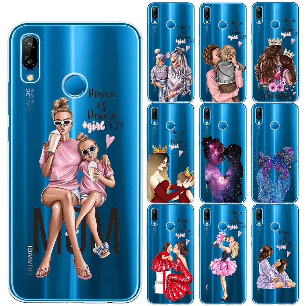 Детская мама девочка королева Мягкий ТПУ чехол для Huawei P8 P9 P10 P20 Lite P30 Pro
