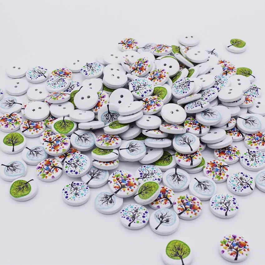 Деревянные пуговицы для шитья и скрапбукинга 2 отверстия 100 шт.|button resin|accessories