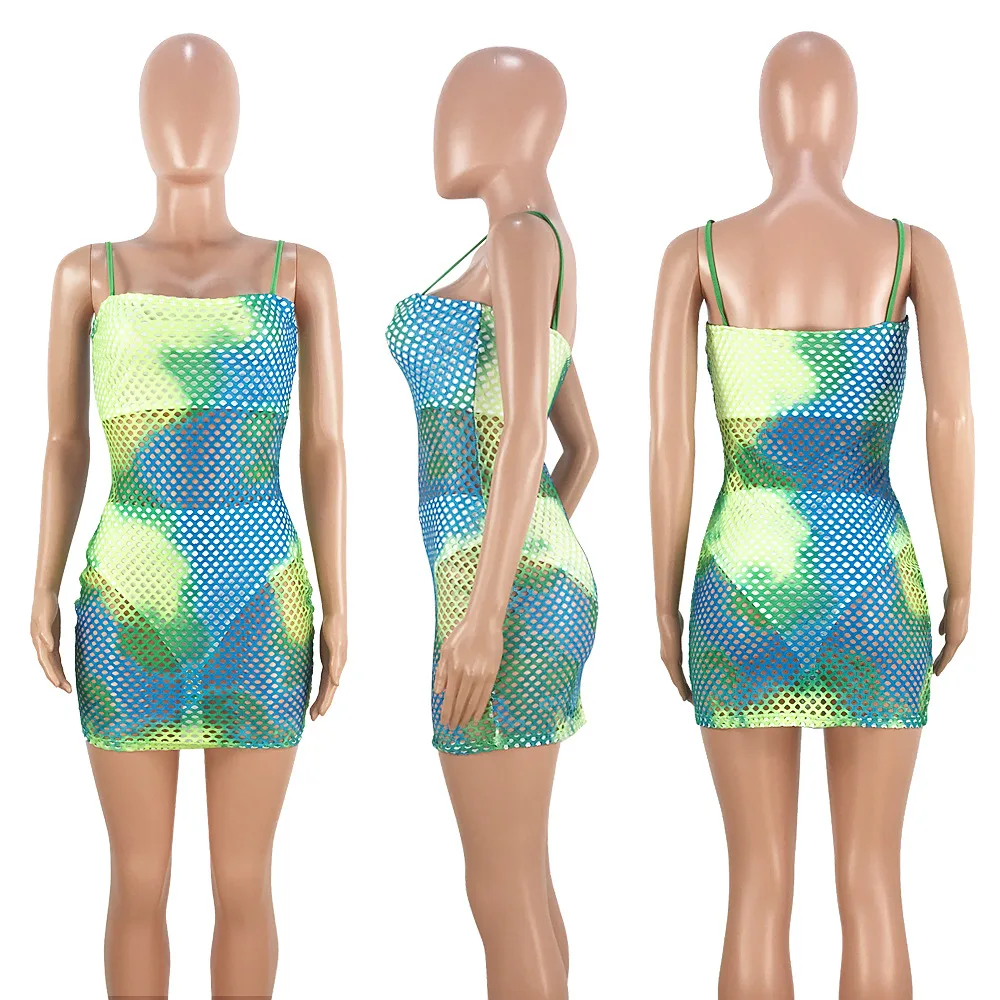 Женское облегающее мини платье с принтом в крупную клетку без рукавов бретелек