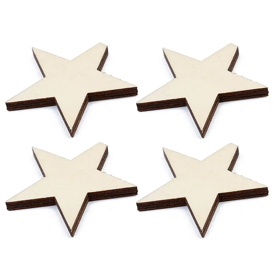 SAUVOO 50pcs Big Wood Star Charms Beads Dia 25mm 40mm Hole 1.5mm fit Pendant Necklace Bracelet DIY Jewelry Making Findings | Украшения и