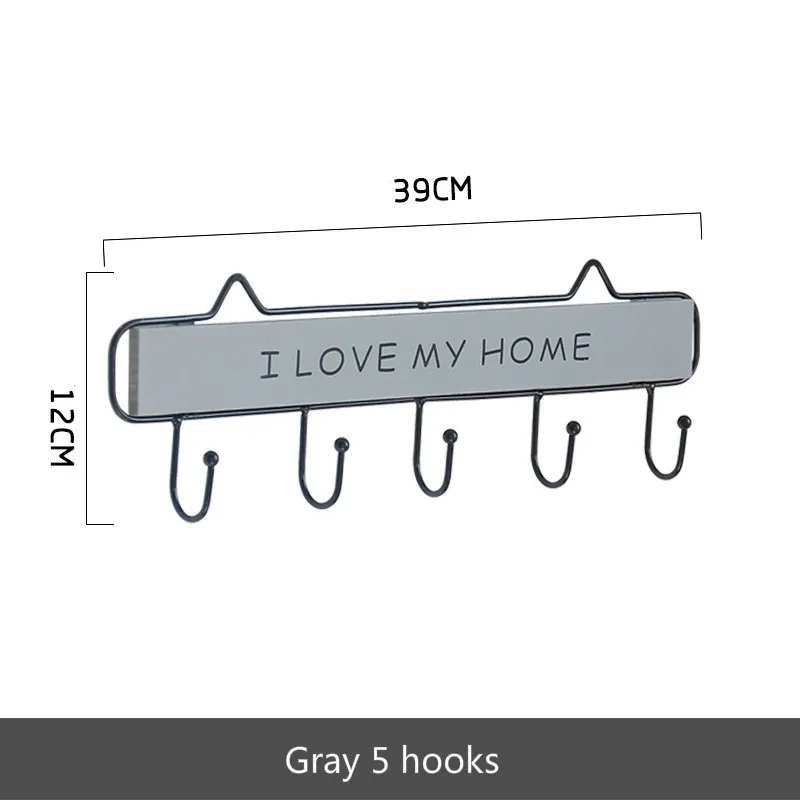 Gray 5 hooks Высокое качество креативный деревянный металлический крючок настенный ключ одежда шляпа стеллаж для хранения с крючком крыльцо гостиная украшение кухонной стены - Цвет: Gray 5 hooks