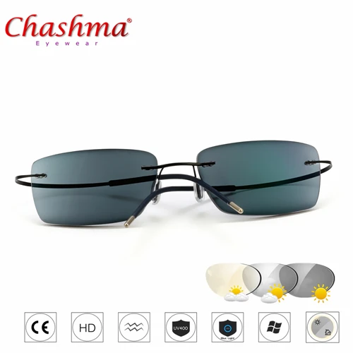 Black Myopia -2.50 Титан очки без оправы, очки для близорукости, фотохромные очки Для мужчин Для женщин Хамелеон очки с диоптриями-1,0 1,5 2,0 2,5 3,0 - Цвет оправы: Black Myopia -2.50