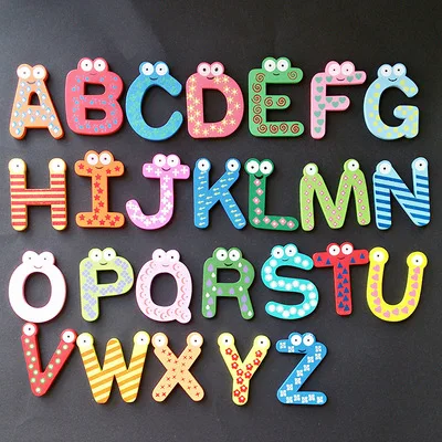 Деревянные 26 букв алфавита магниты на холодильник Детские Обучающие наклейки