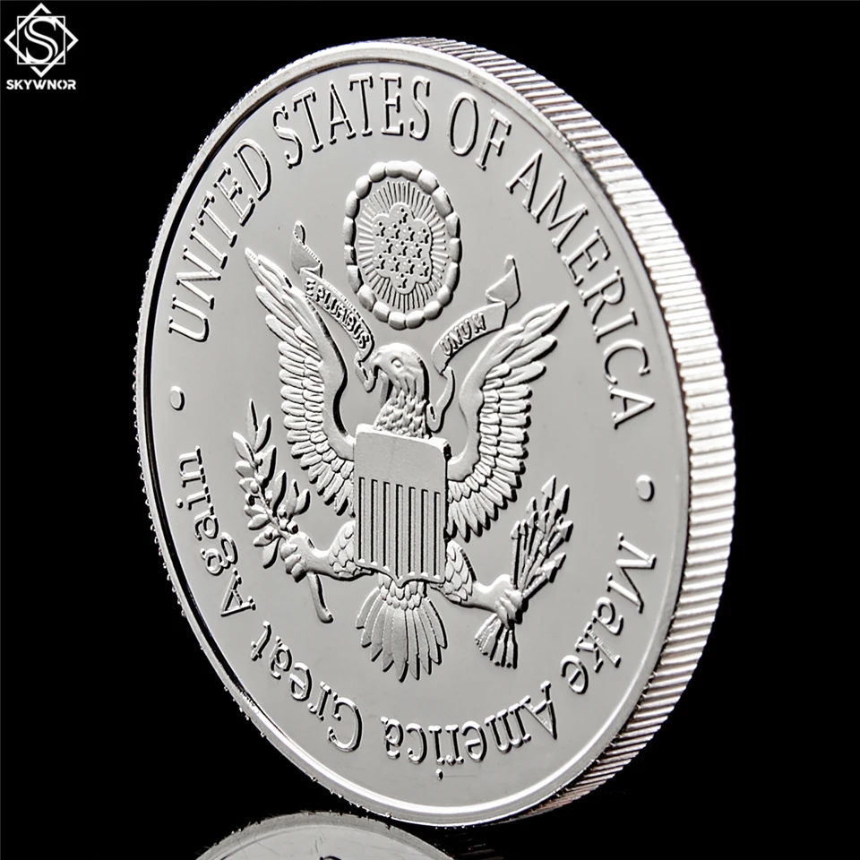 Золотая/серебряная монета США 45 й президент Дональд с изображением Трампа Белый