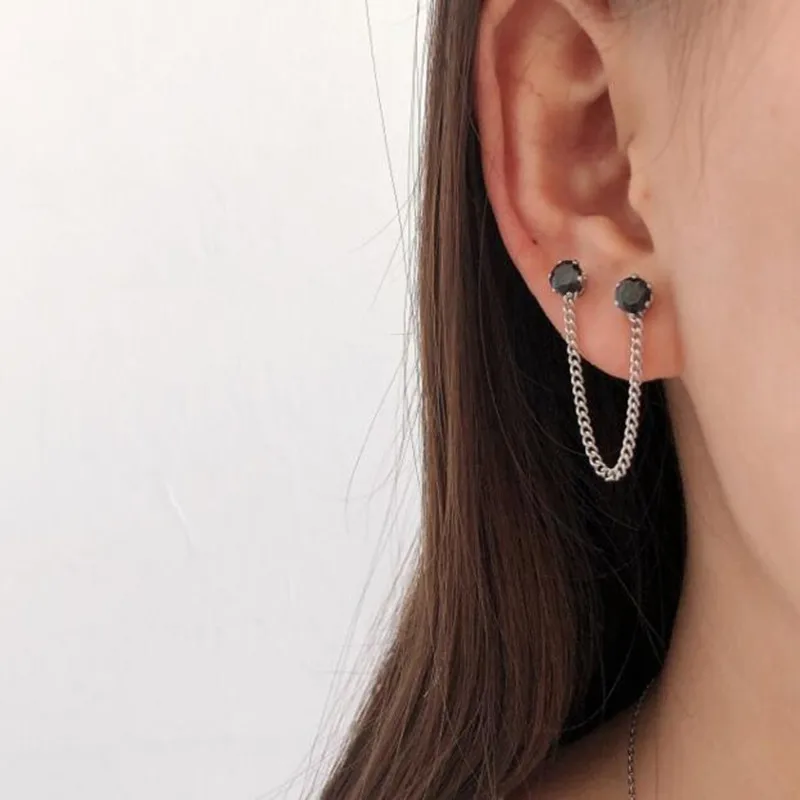 G-dragon Ear, черно-белые Кристальные серьги-гвоздики, спираль, пирсинг в стиле рок, панк, Kpop, GD серьги для мужчин, wo, мужские аксессуары, цепочки