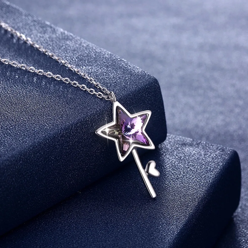 Lekani кристаллы от Swarovski синий фиолетовый звезда ожерелье с подвеской в виде ключа