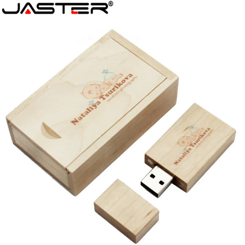 JASTER флеш-диск usb 2,0 деревянная usb коробка ручка-накопитель 5 цветов большой квадратный блок 4 ГБ/8 ГБ/16 ГБ/32 ГБ/64 Гб Пользовательский логотип цветная печать