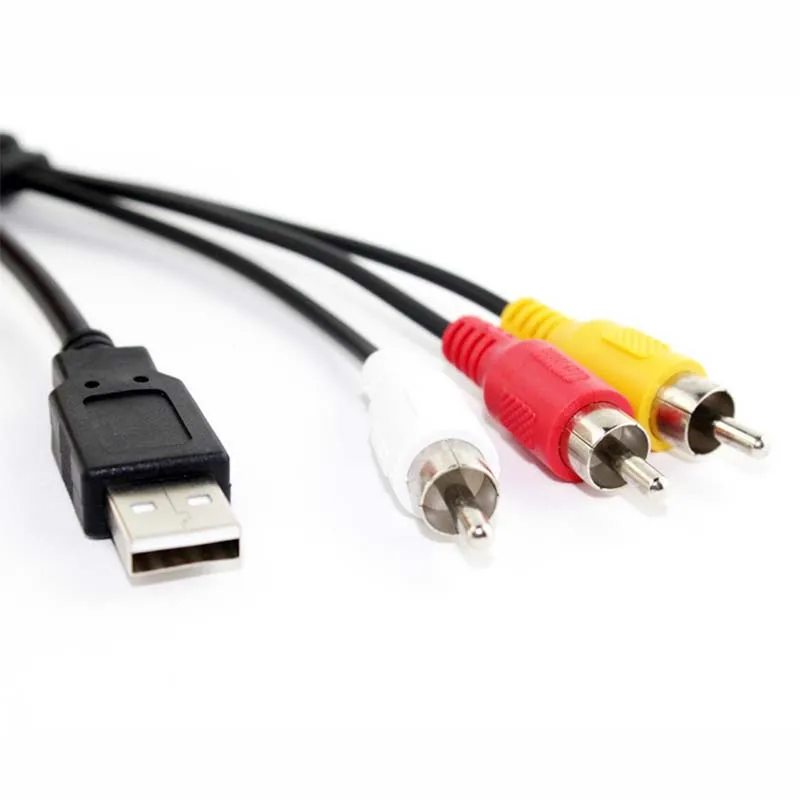 

3 RCA 3rca Male to USB 2.0 Male A Composite Adapter Audio Video AV HDD DVR Data Cable cord new