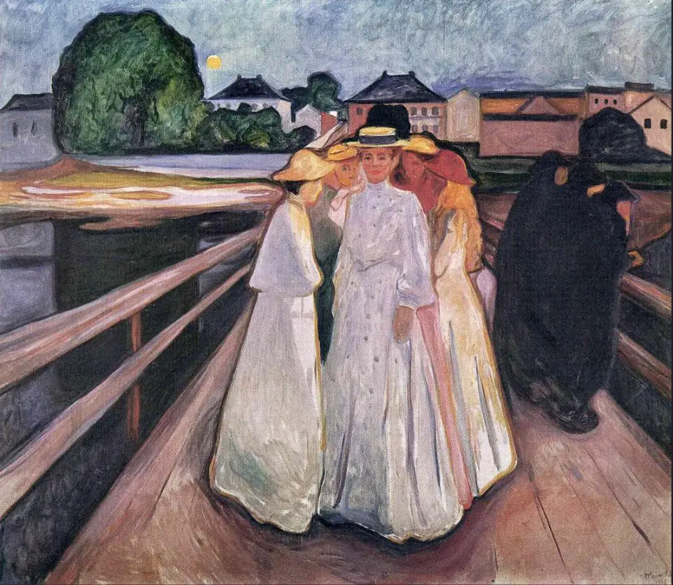 

High quality Oil painting Canvas Reproductions The Ladies on the Bridge (1903) by Edvard Munch Painting hand painted