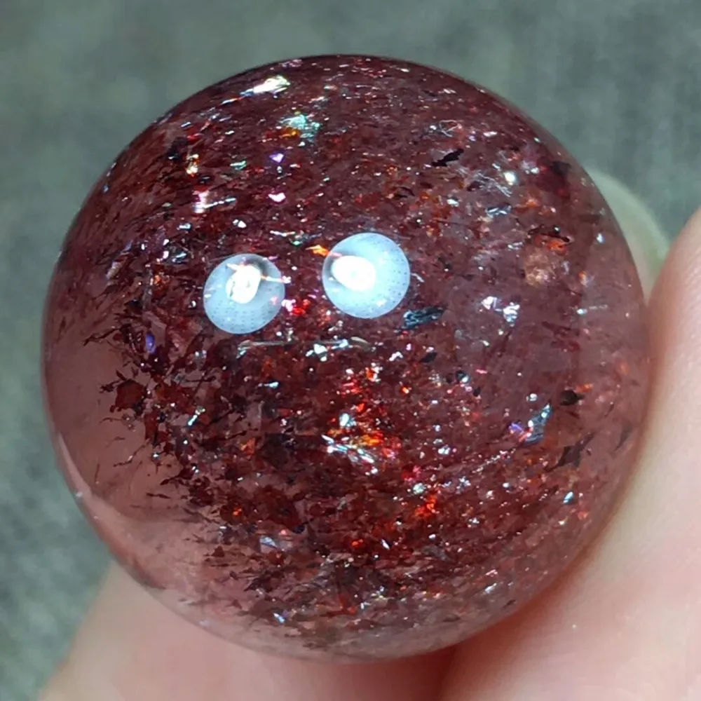 Подлинная натуральная Lepidocrocite кварц супер семь Золотая клубника 18 мм шар Сфера