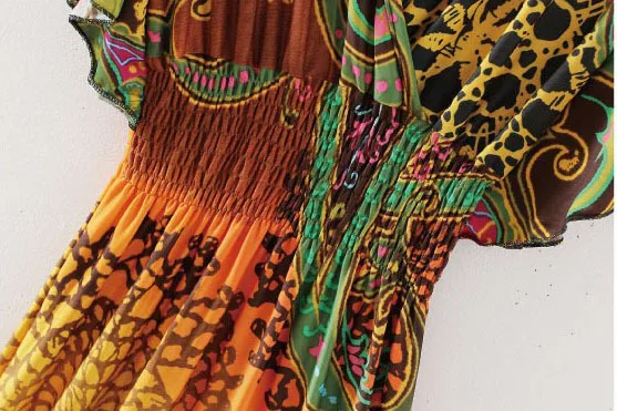 Женская летняя Длинная пляжная одежда богемная бабочка рукав с резинкой в талии