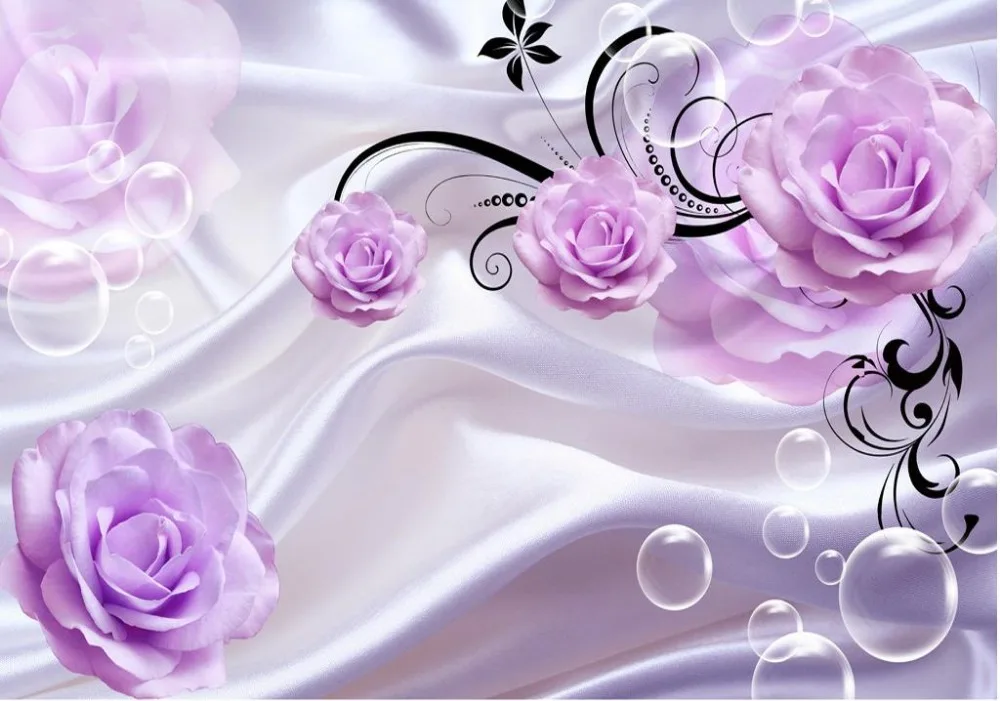 3d-фон для телевизора с фиолетовыми розами на заказ настенные 3D обои 3d цветочные