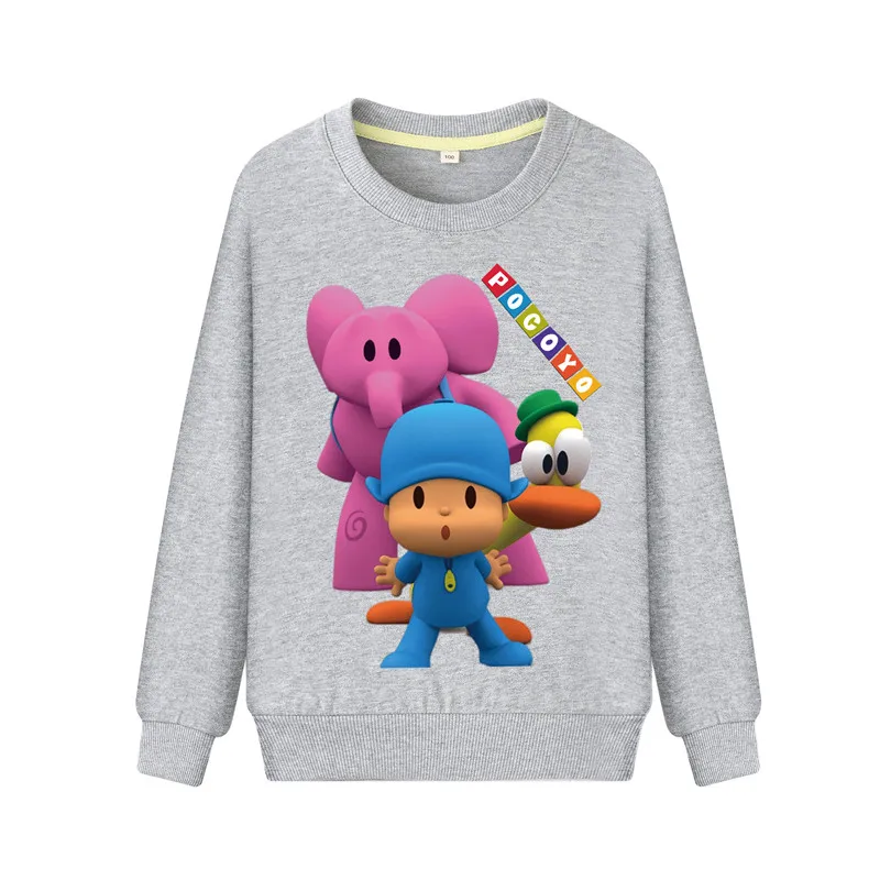 Pocoyo/Детские толстовки с капюшоном; коллекция года; повседневные толстовки с длинными рукавами; Одежда для мальчиков; хлопковый пуловер с капюшоном для девочек; Детский костюм; DZ066