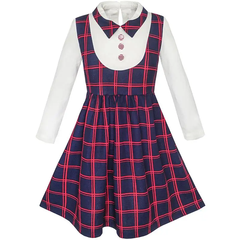 Girls Dress 2-in-1 School Uniform Checked Plaid Suspender 2020 Summer Princess Wedding Party Size 5-12 Carnival Vestidos | Детская