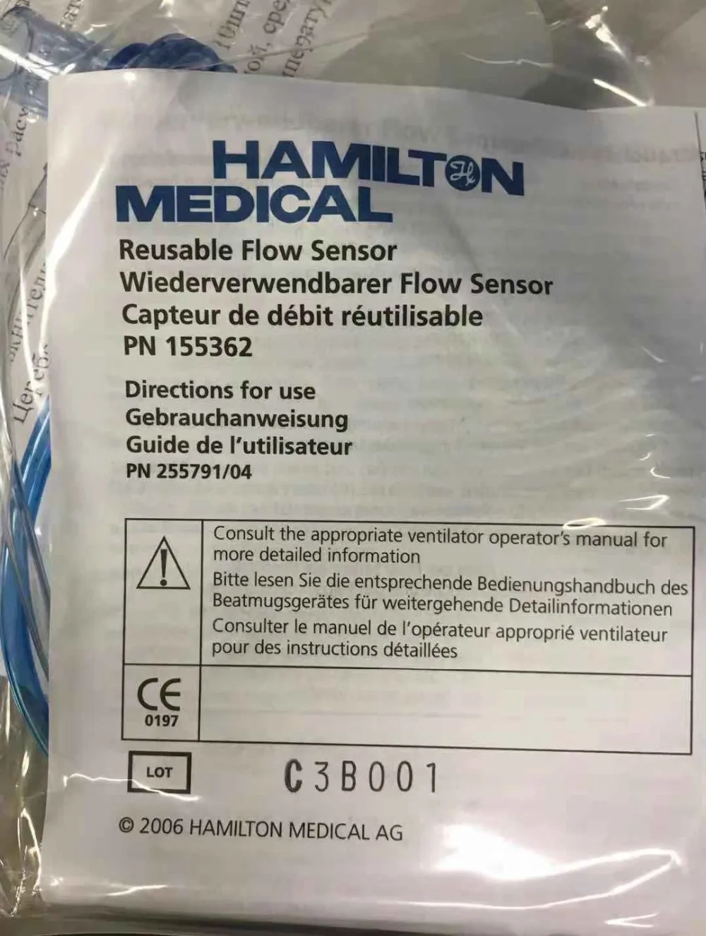 

P/no 155362 - flowsensor for G5 Ventilator (new, original)