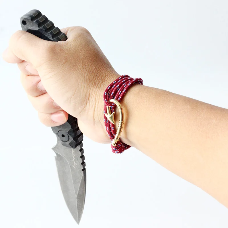 10PCS/LOT QingGear Handmade Paracord Adjustable Hook Bracelet With Pendant Tactical Parachute Rope | Спорт и развлечения